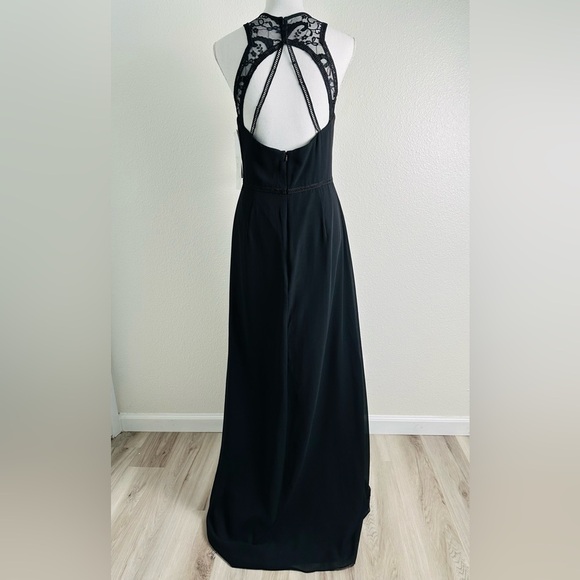 Hayley Paige Occasions Formal Black Halter Maxi Gown Size 12 - Picture 2 of 12